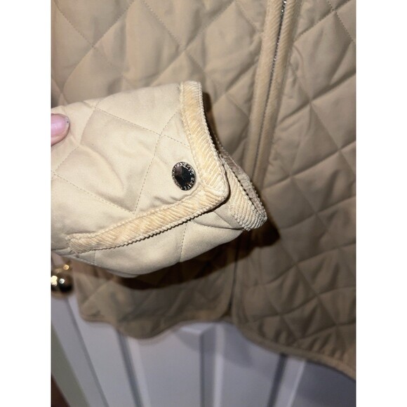 Lauren Ralph Lauren Quilted Jacket Women Small Tan Barn Coat Equestrian Vintage - Picture 4 of 8